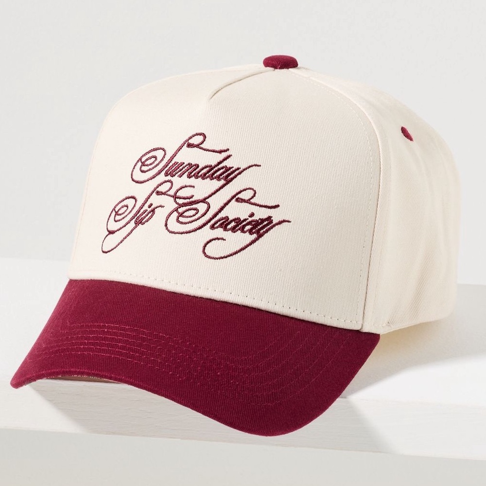 Cream and Red Sunday Hat